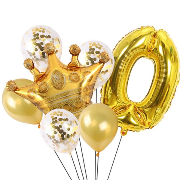 Gold Anzahl Folie Latex Ballons Kinder Erwachsene Geburtstag Party Dekoration Mädchen Junge Dekor Baby Dusche Ballon Liefert