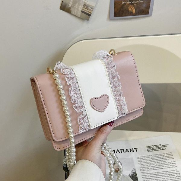

evening bags lace small square bag lolita one shoulder slung women 2021 female soft girl student handbag and purse cute