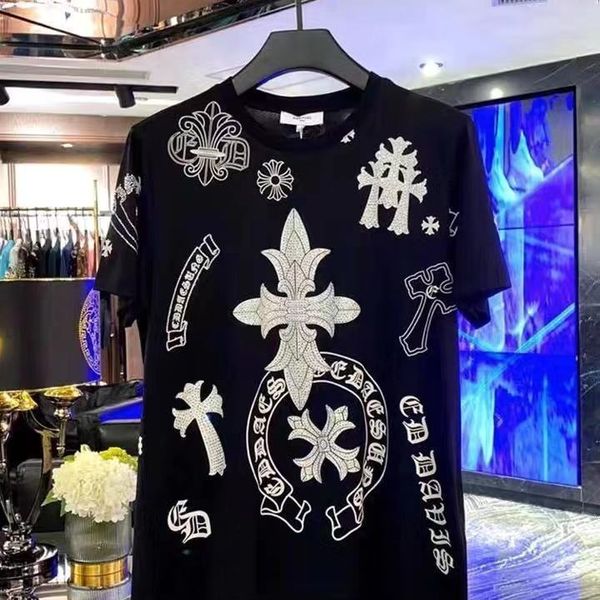 

luxury design clothes european station brand early spring new fashion men's tshirt ch crosin, White;black
