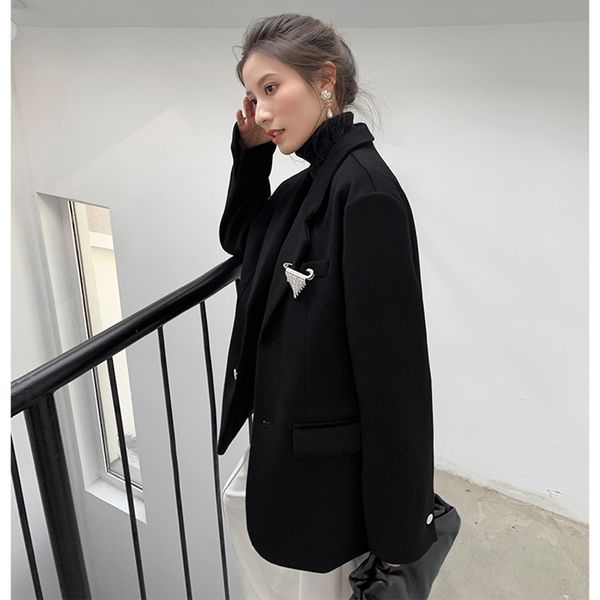 

blends women's coat simple minimalist black wool blazer jackets outwear