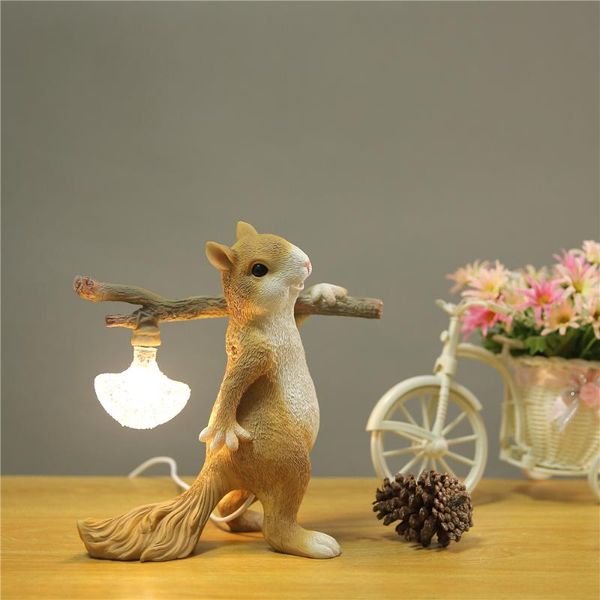 

night lights resin squirrel mini led light children's room table lamp decor animal desk bedside home fixtures