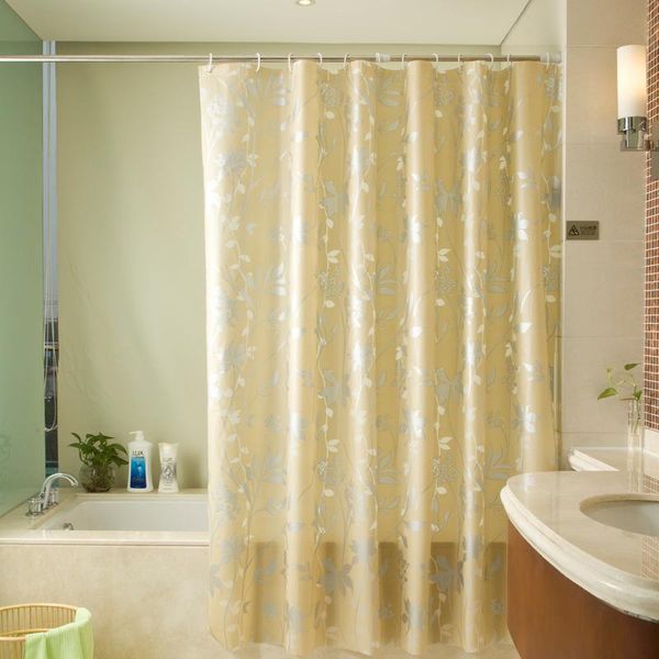 

designer fashion luxury shower curtain gold plastic bathroom curtains flowers yellow douchegordijn amenities eh5
