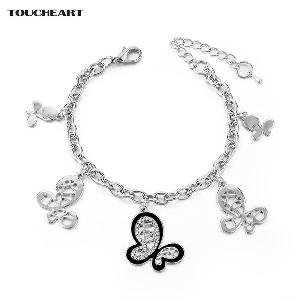 

charm bracelets toucheart fashion gold butterfly shape bracelet & bangle for women jewelry crystal sbr160321, Golden;silver