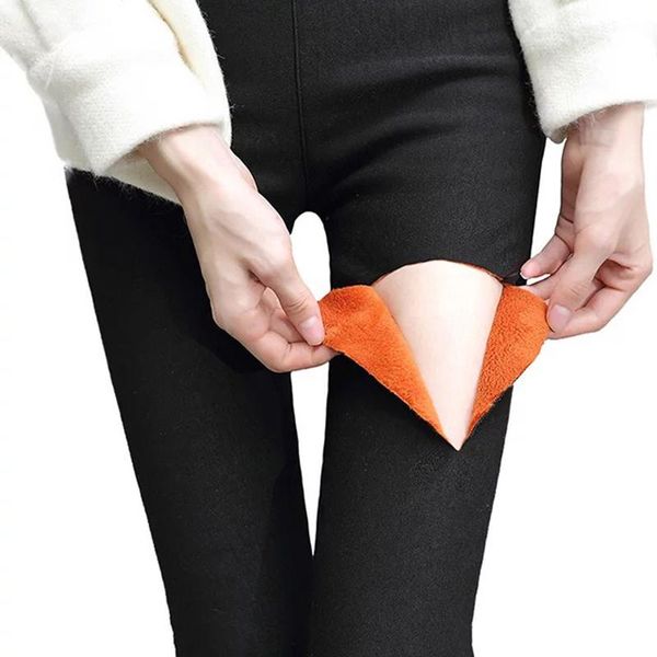 

leggings women's pants autumn and winter korean high waist small feet pencil wear thickening plus velvet warm cotton & capris, Black;white