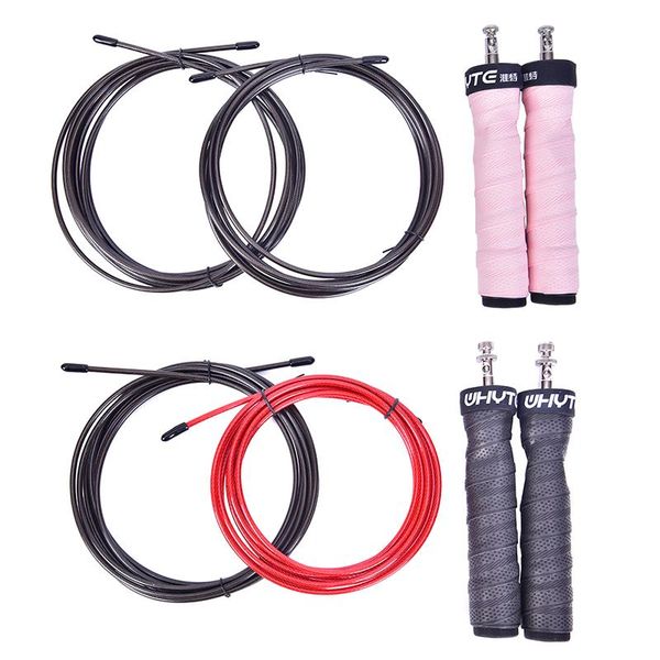 

jump ropes cross fit rope speed & weighted adjustable wire skipping with extra cable ball bearings anti-slip handle