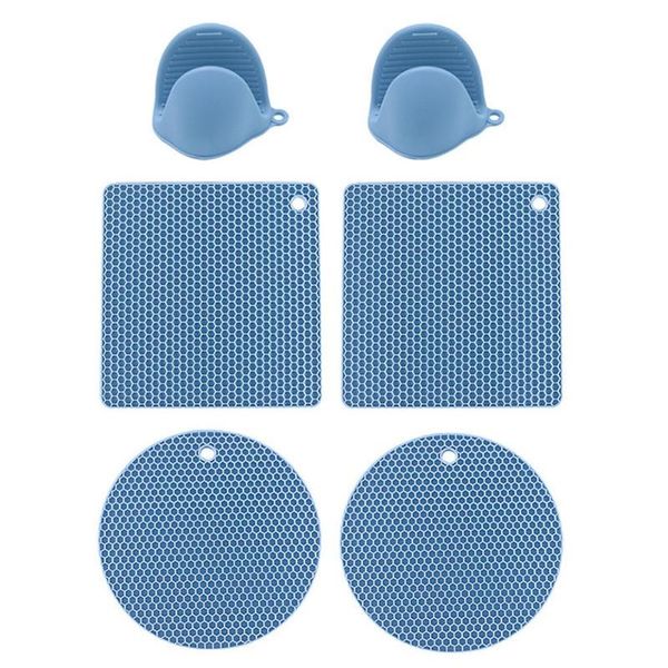 

mats & pads multifunctional round heat resistant silicone mat cup coasters non-slip pot holder finger clip set cooking baking oven mitts
