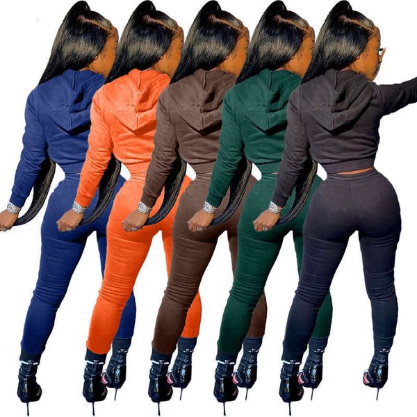 

women's tracksuits drill l174 pocket casual sportswear two piece set, Gray