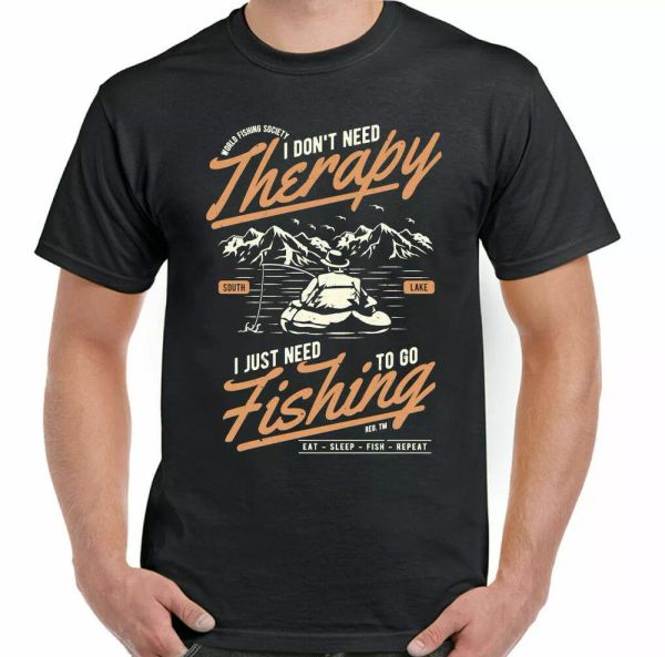

i do not need therapy men funny fishing tee fisherman on line fisherman rod, White;black