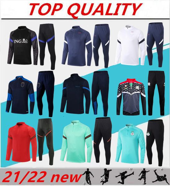 

men 20/21 palestine football tracksuit algeria soccer training suit 2021 2022 new long sleeve jogging survetement foot chandal tuta jogging, Black