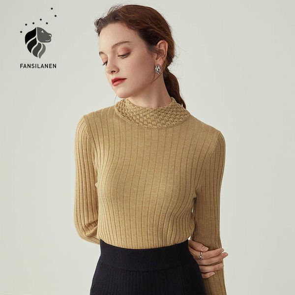 

fansilanen turtleneck basice autumn winter knitted sweater women cashmere long sleeve black pullover female flame vitnage jumper 210607, White;black