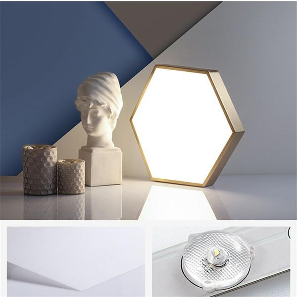 

ceiling lights led bedroom full copper lamp nordic post modern minimalist hexagon balcony study creative brass