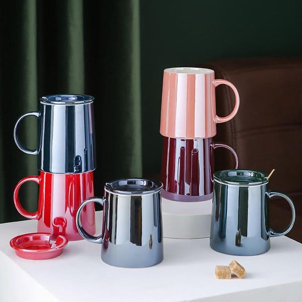 

mugs european-style glazed ceramic mug with cover creative minimalist aurora home office restaurant water cup