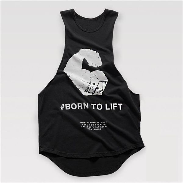 

print cotton sleeveless shirts tank men fitness shirt mens bodybuilding workout gyms vest debardeur homme, White;black
