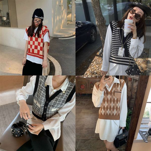 

tujian little vest women's spring autumn winter knitted sweater with outside, White