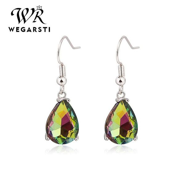 

dangle & chandelier wegarsti 100% 925 sterling silver pear drop mystic rainbow z gemstone earrings fine jewelry dropshiping