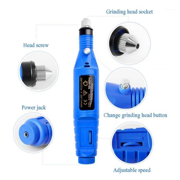 

portable electric nail art drill bits grinding manicure machine pen file polish remover tools 2021 m1, Silver
