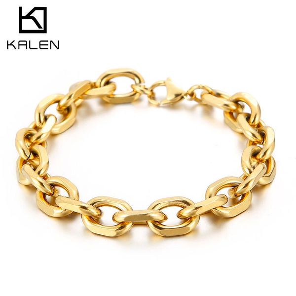 

karen 10mm 6mm o-chain simple fashion men's stainless steel bracelet custom link, chain, Black