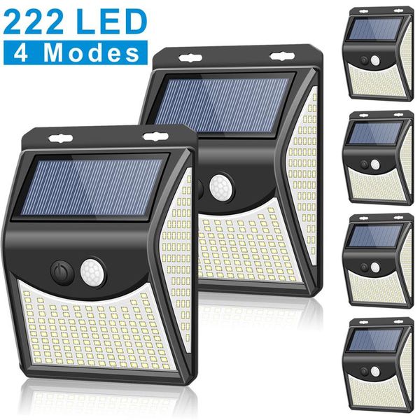 

solar lamps 222 led light 4modes outdoor lamp powered sunlight waterproof pir motion sensor street for garden decoration
