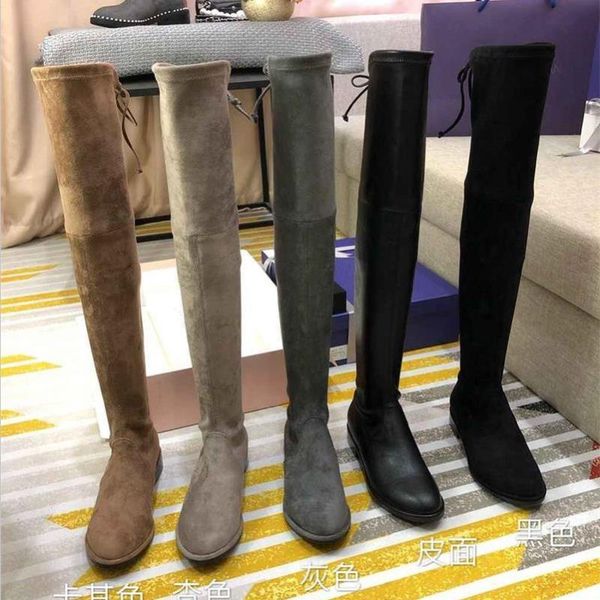 

boots over the knee women shoes thigh high luxury botas mujer stretch femmes bottes fashion de, Black