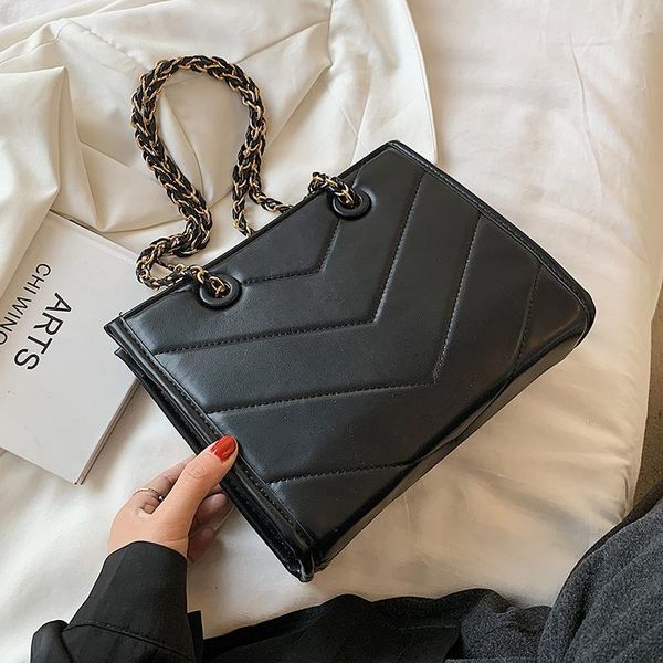 

evening bags v-line pu leather chain crossbody bag for women 2021 summer fashion trendy shoulder handbags and purses
