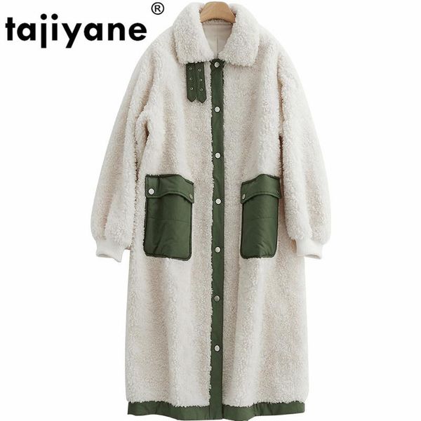 

women's fur & faux coat real 100% wool jacket autumn winter women clothes 2021 korean vintage sheep shearling abrigo mujer 3652, Black