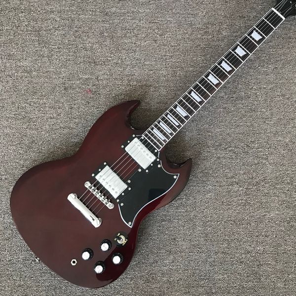 

mahogany fingerboard electric guitar, wine red chrome plated hardware, solid mahogany body