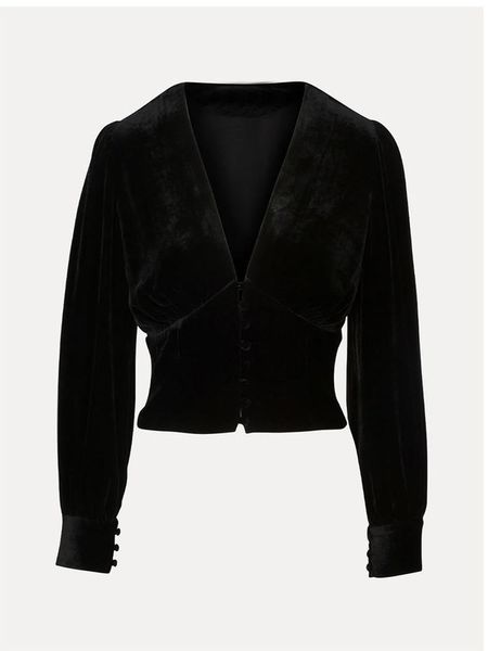 

women's blouses & shirts velvet high waist crop women long sleeve spring bloust v neck vintage black short blouse, White