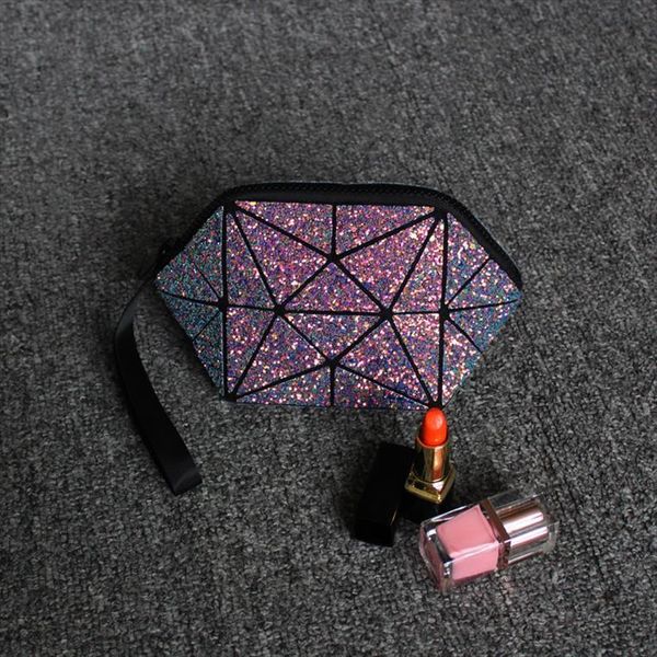 

geometric cosmetic for women sequin bags glitter makeup bao ladies
