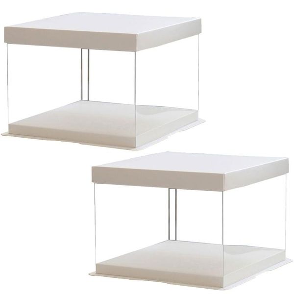 

gift wrap 2pcs 8inch transparent birthday cake box container dessert storage (transparent)