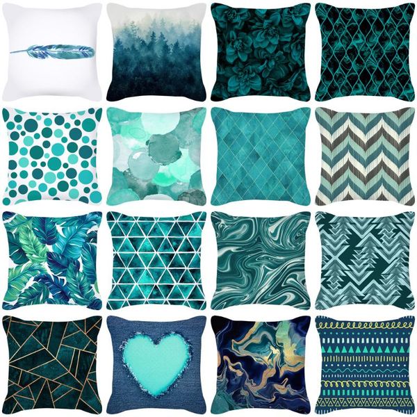 

nordic green landscape printing pillowcase geometric abstract peach skin cushion home decoration car cover pillow case