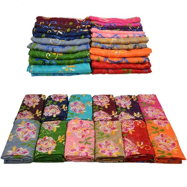 

scarves good quality drilling muslim hijab scarf women embroidery cotton winter warm shawls and wrap head islamic, Blue;gray