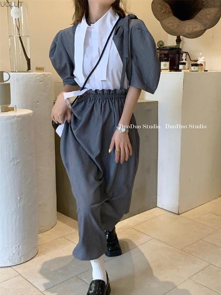 

women's pants & capris fashion suit summer 2021 korean splicing short sleeve shirt high waist slim skirt two piece set, Black;white