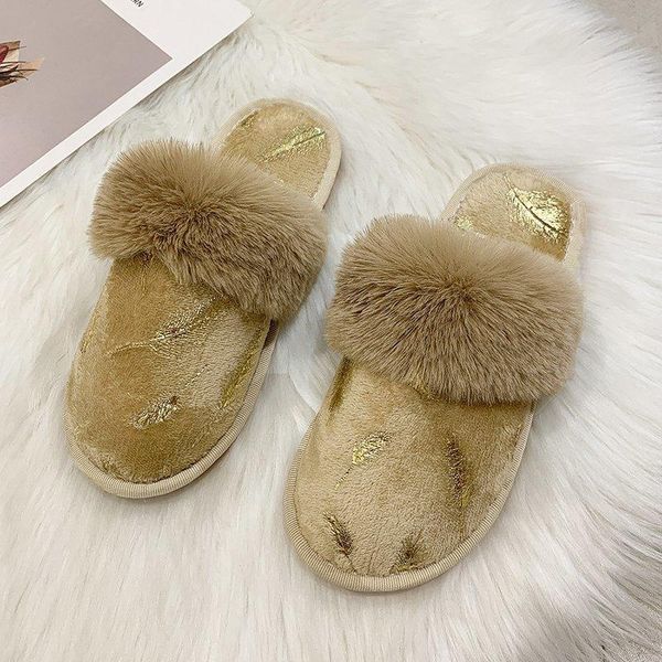 

autumn and winter baotou warm indoor home ladies slippers, Black