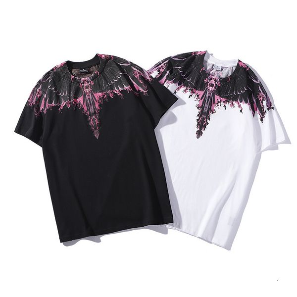 

tee t-shirt tees shirt t-shirts tide brand mb flame wings star same t-shirt popular net red short sleeve, White;black