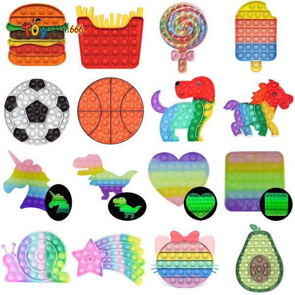 

fruit shape rainbow tie die push bubble fidget sensory toy stress reliever funny anti-stress hand toys for children