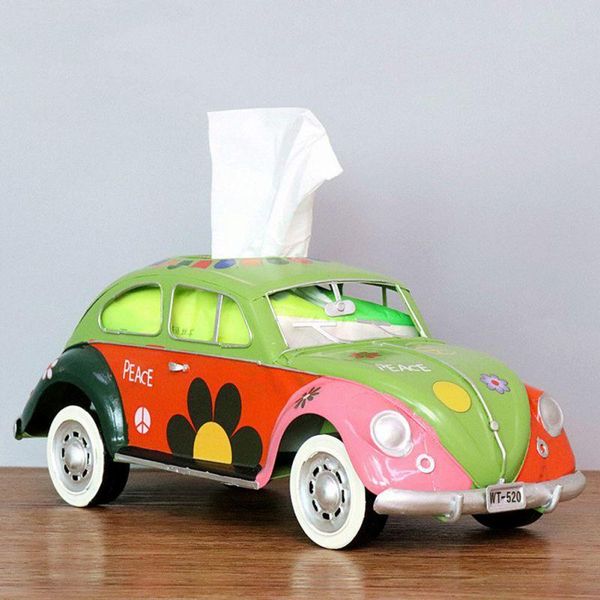 

tissue boxes & napkins retro cartoon car toilet box metal home living room decoration kids' love ornaments