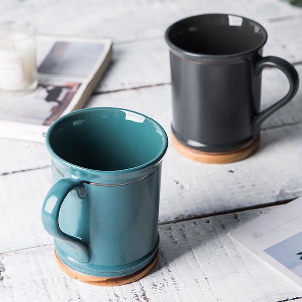 

mugs 400ml japanese art retro ceramic coffee cup household large capacity breakfast milk mug home office afternoon tea flower