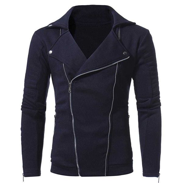 

missky winter stylish men solid color double oblique zipper casual slim jacket unique thicken warm coat x0621, Black;brown