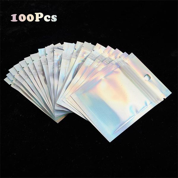 

packing bags 100pcs zip bag laser lock holographic storage packaging socks