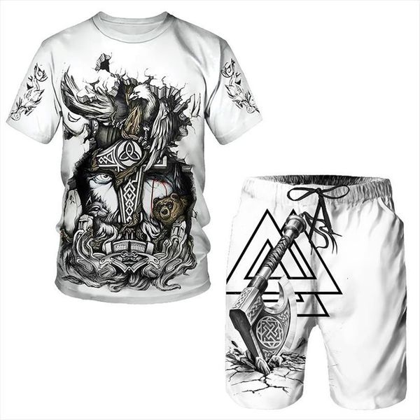 

the hero viking summer 3d mens tracksuits printed t shirt shorts set tracksuit o neck short sleeve clothing suit, Gray