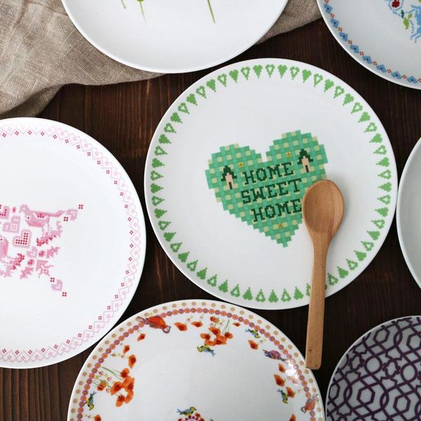 

dishes & plates century-old brand bone china decal pixel design flowers plate