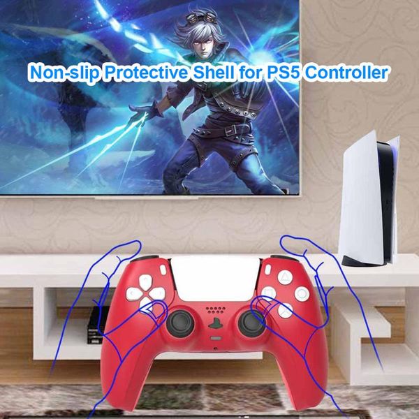 

smooth surface abs replacement shell for ps5 wireless controller front cover + back games accessories game controllers & joysticks