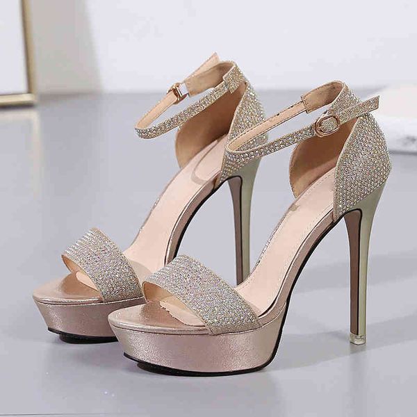 

sandals arrival super thin high heels open toe ankle summer women fashion shoes plus size platform sandal l0033 37jw, Black