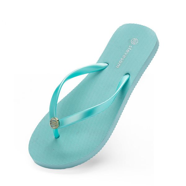 2021 Sommer-Flip-Flops für Damen, flach, mit Meer, glasierte blaue Strandhausschuhe, rutschfest, Sand, Grau, Gold, Weiß, Außenhandel, Fünfzig