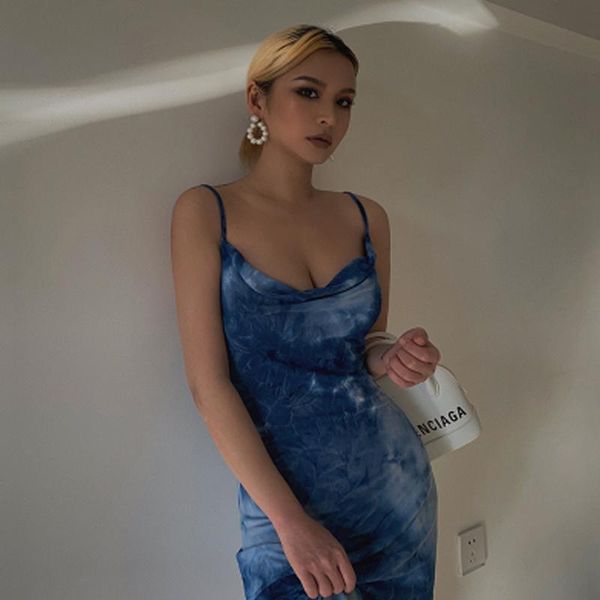 

casual dresses for women summer 2021 korean style chest wrap sleeveless sling dress printed party female vestidos, Black;gray
