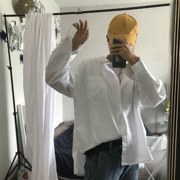 

autumn solid all match loose full shirt bottoming jacket blouse women 210615, White