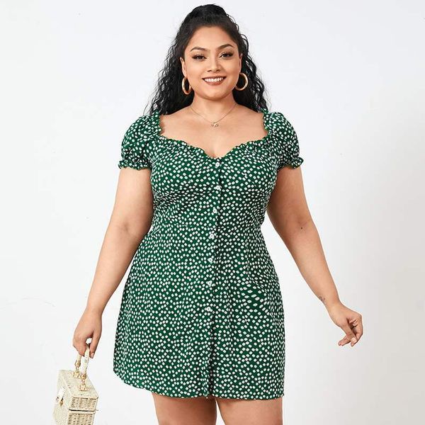 

dresses 2021 vonda women summer short sleeve polka dot print dress cocktail party mini vestidos plus size, Black;gray