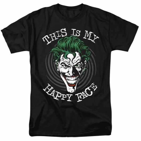 

The Joker This Is My Happy Face T Shirt Licensed Comic Book Tee Black, White;black