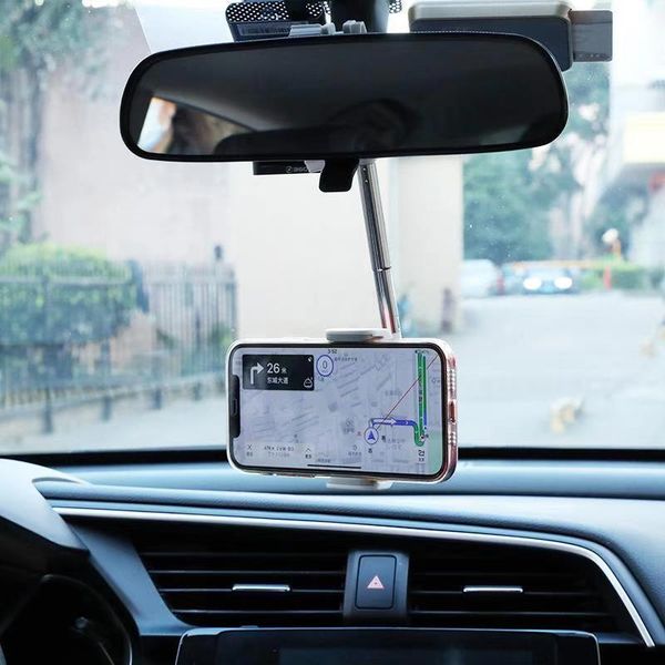

cell phone mounts & holders rearview mirror holder stand universal rotating retractable car accessories support