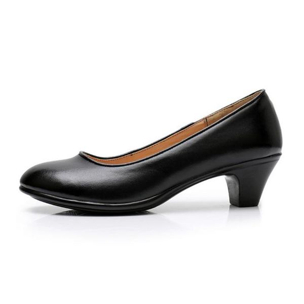 

work professional women's shoes shallow mouth stewardess leather el employees high heels women dress, Black